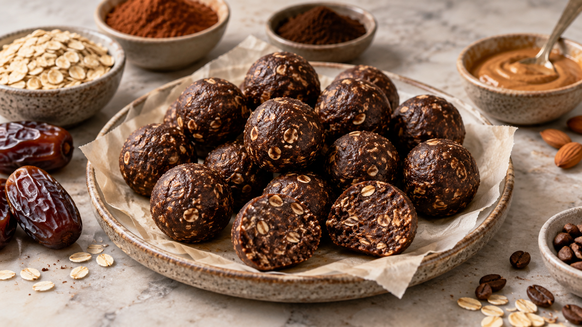 Date Seed Coffee Chocolate Energy Balls