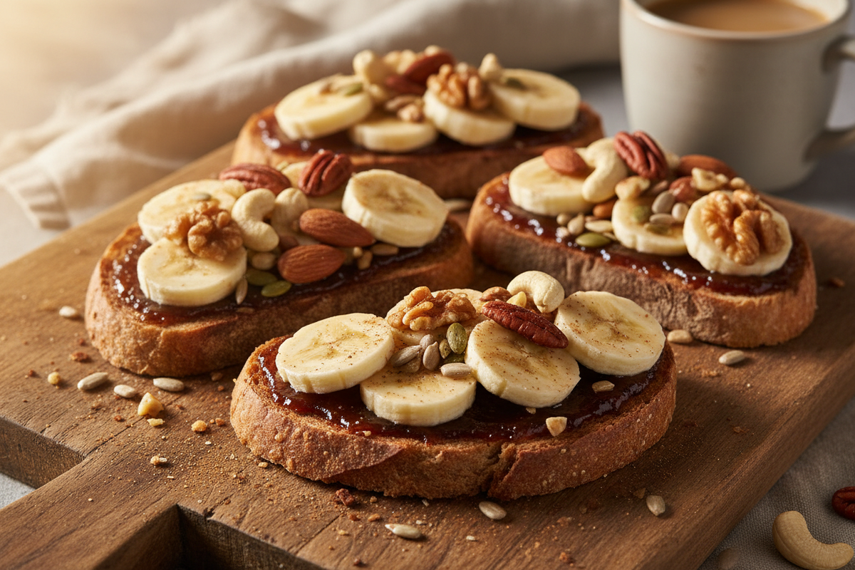 Date Spread Toast with Banana & Nuts