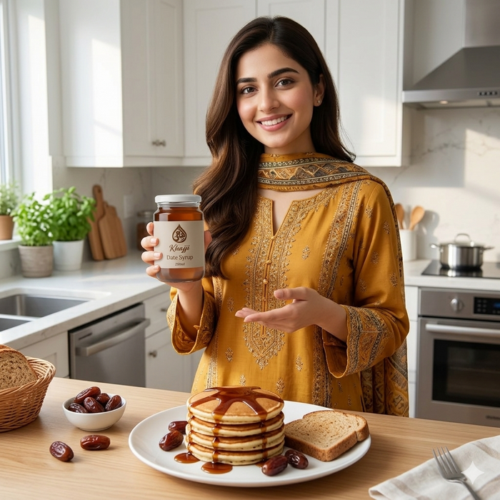 Pakistani family using Khajji at breakfast