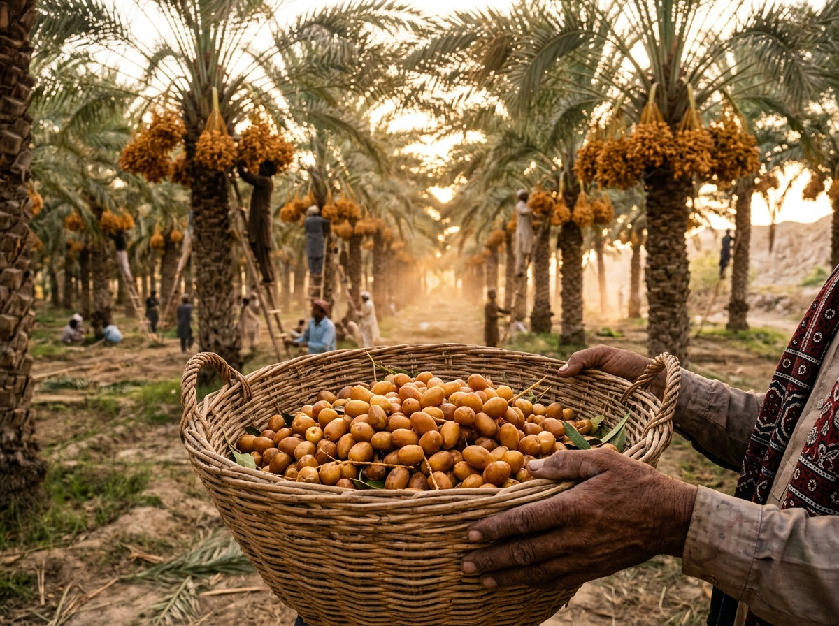 Our founders during date harvest season — Khairpur, Sindh, Pakistan